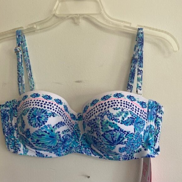 LILLY PULITZER Turquoise Oasis Shell Me You Love Me Engineered Bikini Top 10 - Picture 5 of 10